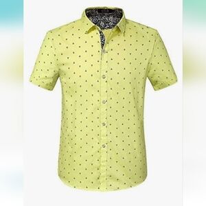 SSLR Men's Lemon Yellow Short Sleeve Button Down - Size Large